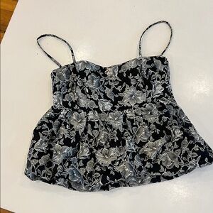 Steve Madden Black and Gray Floral Camisole